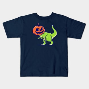 Cute Dino Pumpkin Halloween Cartoon Kids T-Shirt